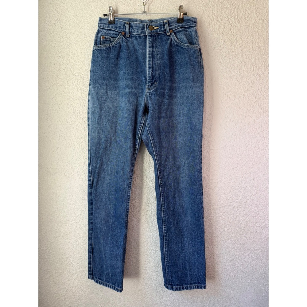 Lee Vintage High Waisted Straight Leg Mom Jeans Medium Wash 12 PET Made in USA